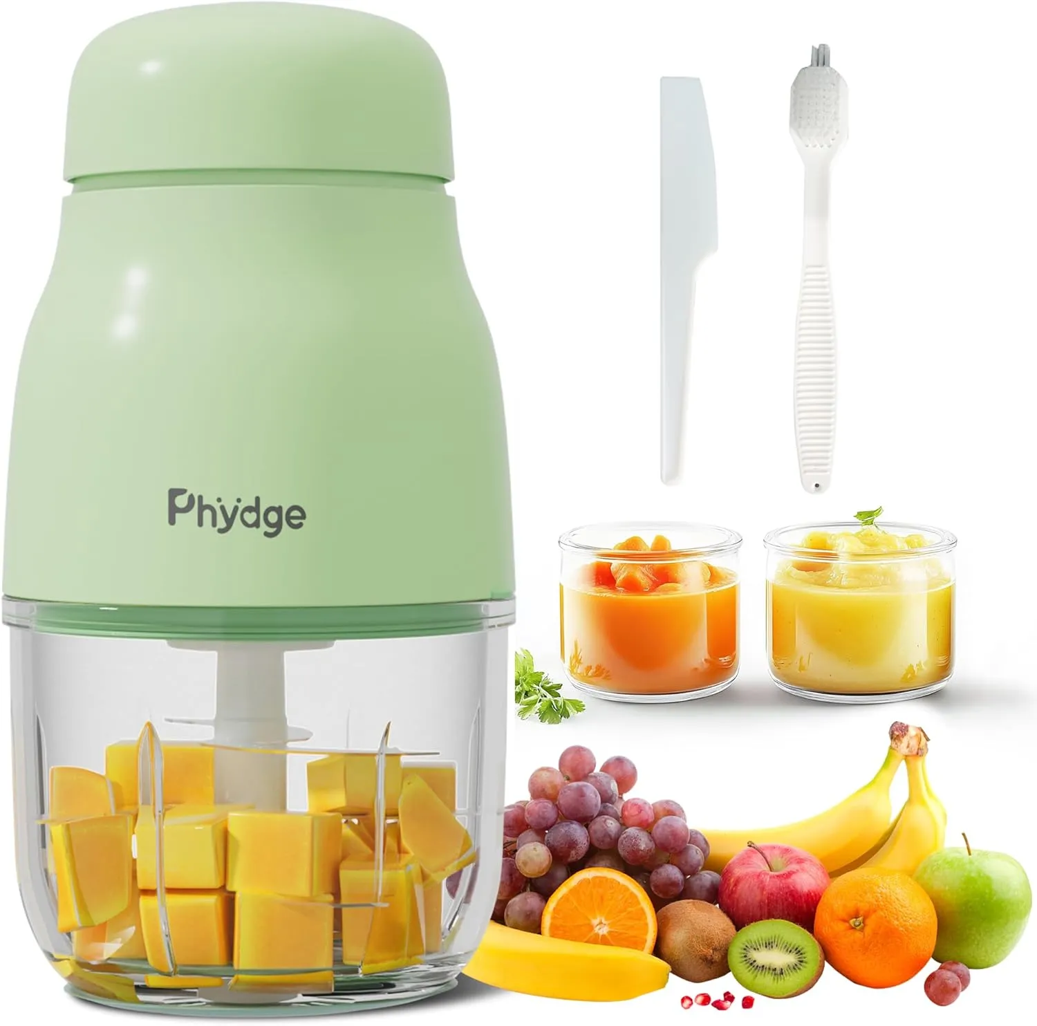 Baby Food Maker - Green Blender and Puree Maker, 10oz Food Processor for Fruit, Vegetable, Meat - 10-Second Quick Soft Food Prep