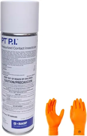 BASf PT P.I. Pressurized Contact Insecticide - Fast-Acting Solution for Crawling and Flying Insects, with USA Supply Gloves