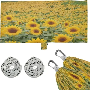 Beautiful Sunflowers Camping Hammock, Single Portable Hammocks with Tree Straps & Attached Carry Bag, 330Lbs Capacity Perfect for Outside Indoor Hiking Beach Backpack Travel