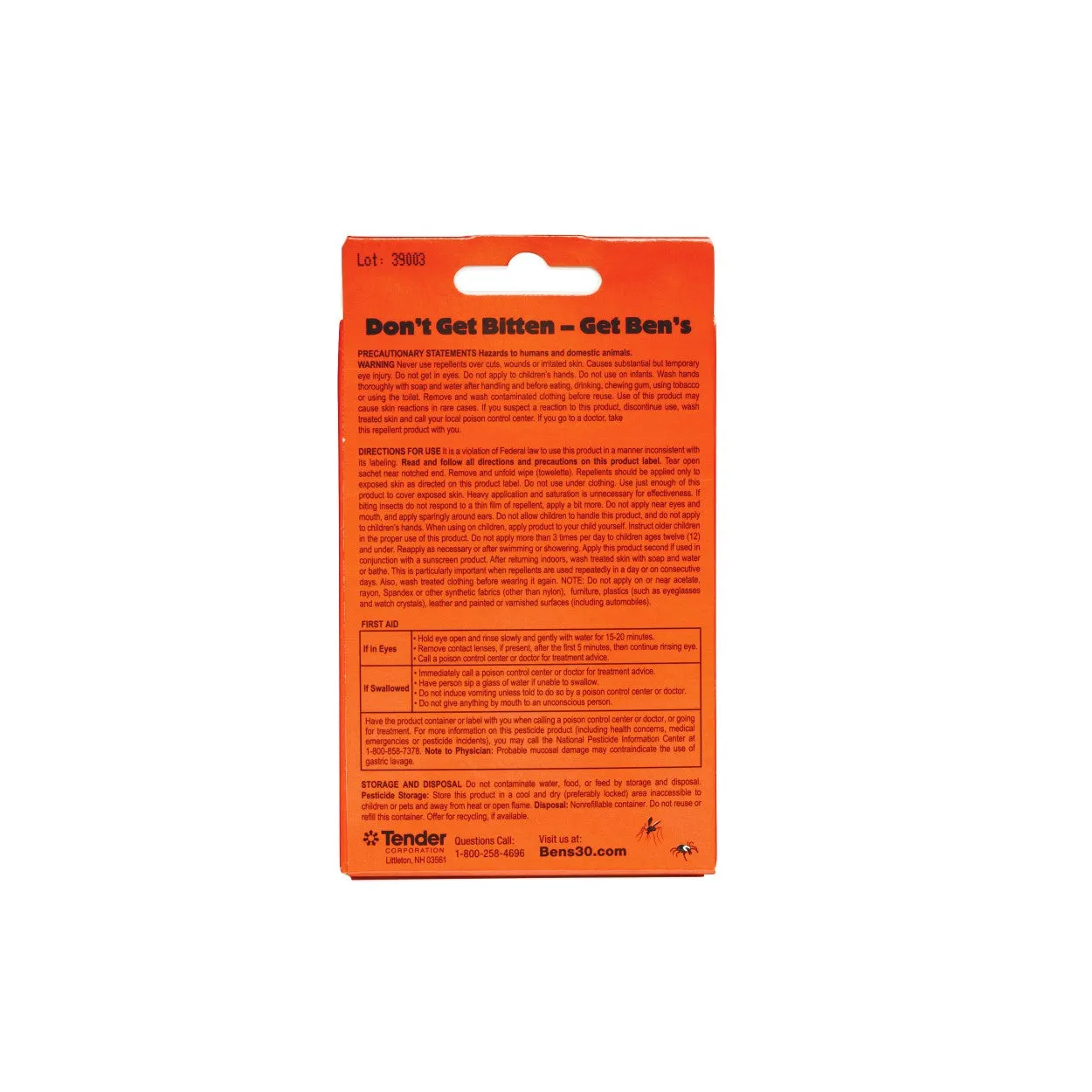 Ben's® 30 Tick & Insect Repellent Wipes 12/box