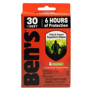 Ben's Tick and Insect Repellent Wipes - 12pk