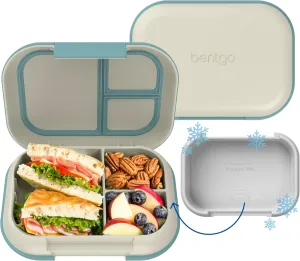 Bentgo Chill Max Leak-Proof XL Lunch Box - Included Ice Pack Keeps Food Cold; 5-Cup Capacity for Adults & Ages 8 , 3 or 4 Compartment Bento Box, BPA-Free, Dishwasher Safe (Bone & Glacier Blue)