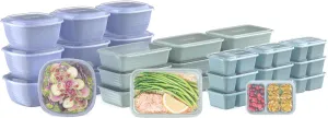 Bentgo Prep 60-Piece Variety Meal Prep Kit - Reusable Food Containers 1-Compartment Trays, Prep Bowls, & Snack Boxes for Healthy Eating - Microwave, Freezer, & Dishwasher Safe (Floral Pastels)