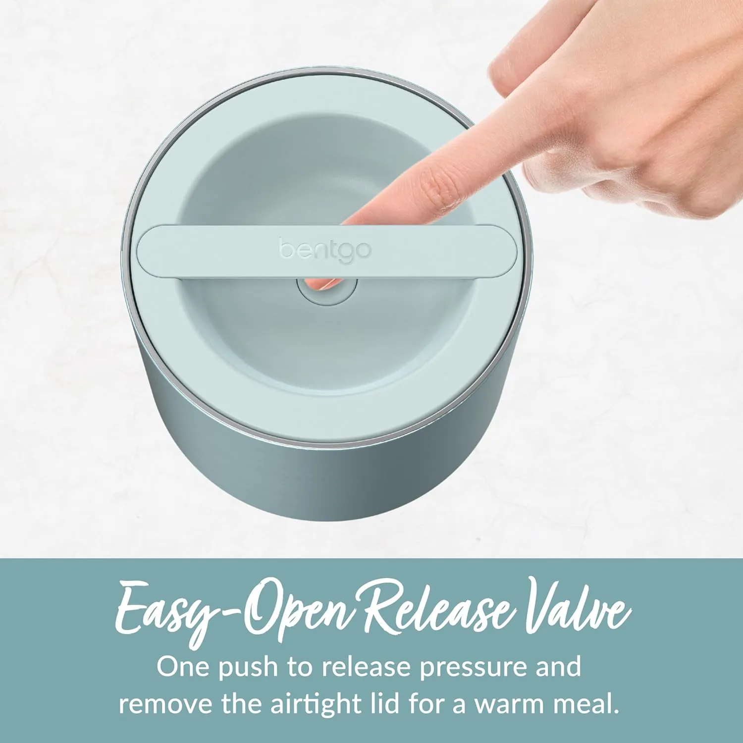 Bentgo Stainless Insulated Food Container - 2.4 Cups (19 oz), Triple-Layer Insulation, Vacuum Seal, Leak-Proof, Built-In Handle, Wide Opening, Premium Stainless Steel, for Cool/Warm Foods (Aqua)