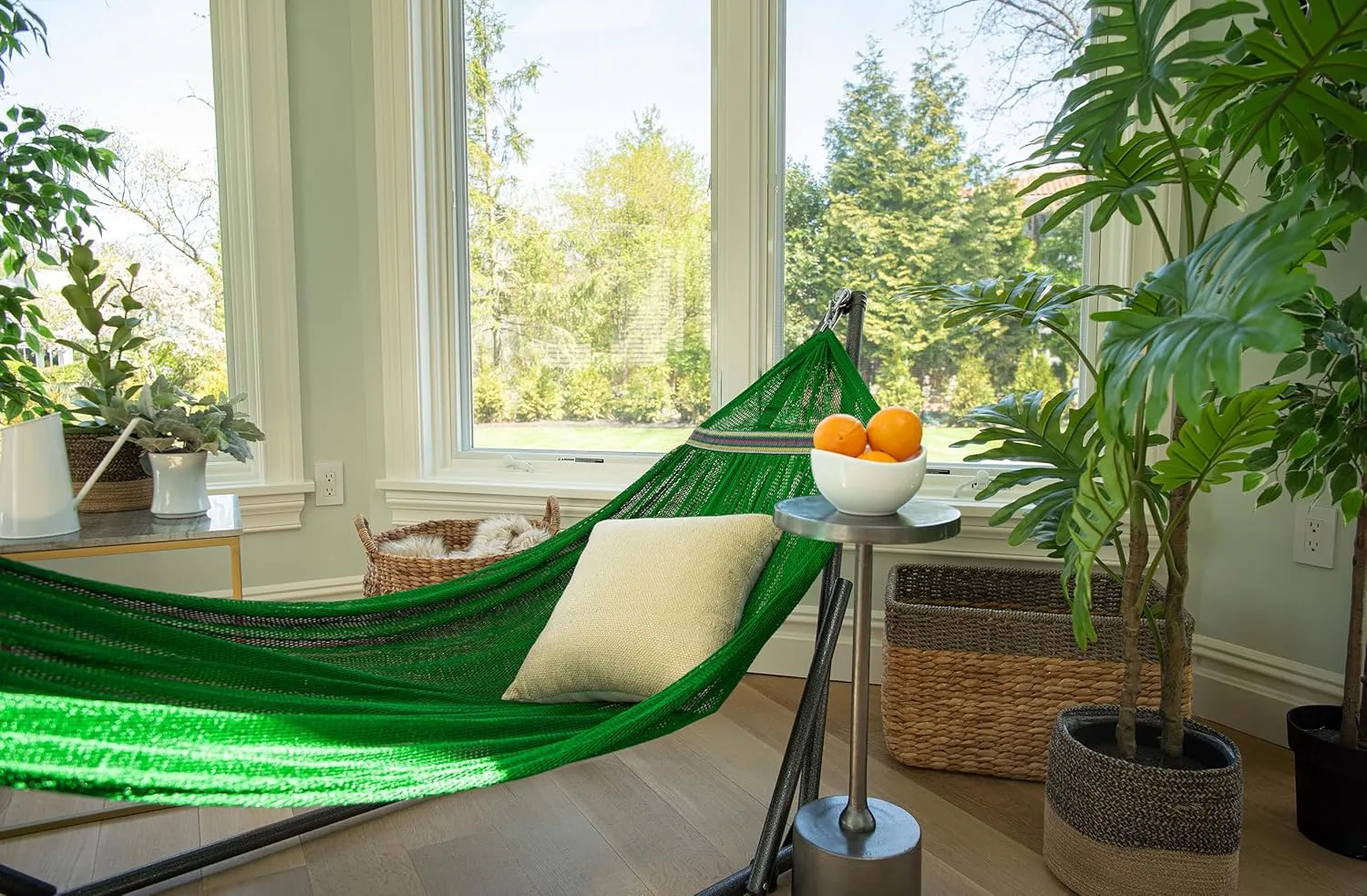 Best Home Fashion Hammock for 2 Persons with Collapsible Steel Stand 600 lbs Capacity- Portable Carrying Case, Adjustable, Perfect for Camping Beach Patio, EZ Daze Foldable Hammock with Stand- Green