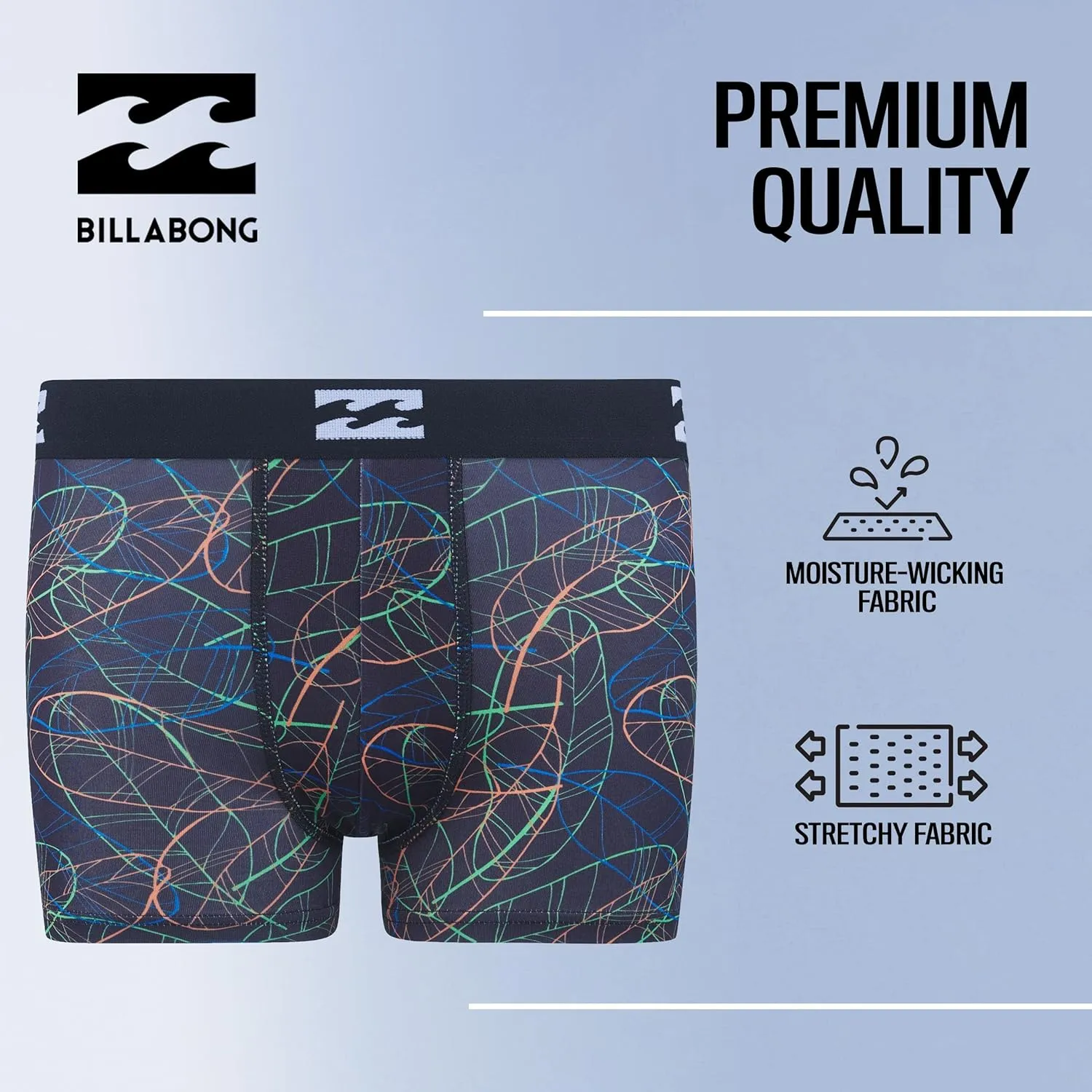 Billabong Boys Underwear 4 Pack Boxer Briefs for Boys 6-18 Durable Stretch Breathable Moisture Wicking