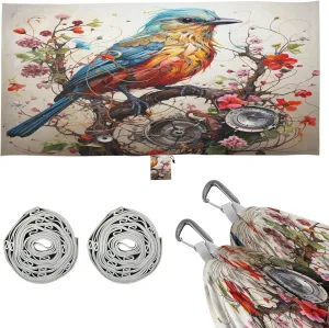 Bird Portrait Art Camping Hammock, 330 lbs with 2 Tree Straps, Carry Bag, Single Portable Hammock for Outdoor/Indoor, Hiking, Beach, Backpacking, Travel