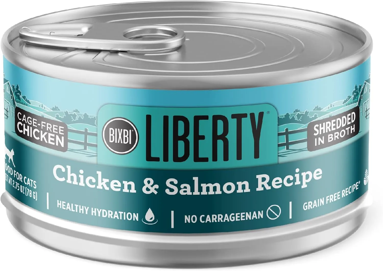 BIXBI Liberty Wet Cat Food Shreds Variety Pack Featuring Chicken/Salmon Recipe & Tuna/Chicken Recipe – (2.75 Ounce Cans, Case of 12)