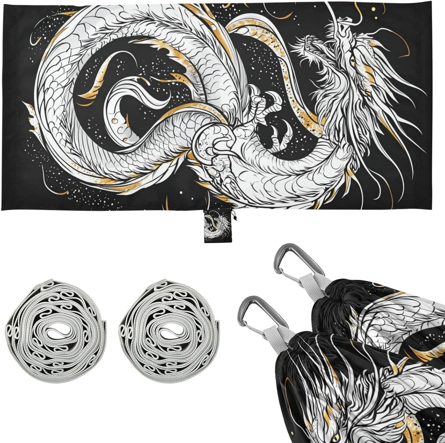 Black Dragon Cool Camping Hammock with Tree Straps Portable Hammock for Indoor Outdoor Patio