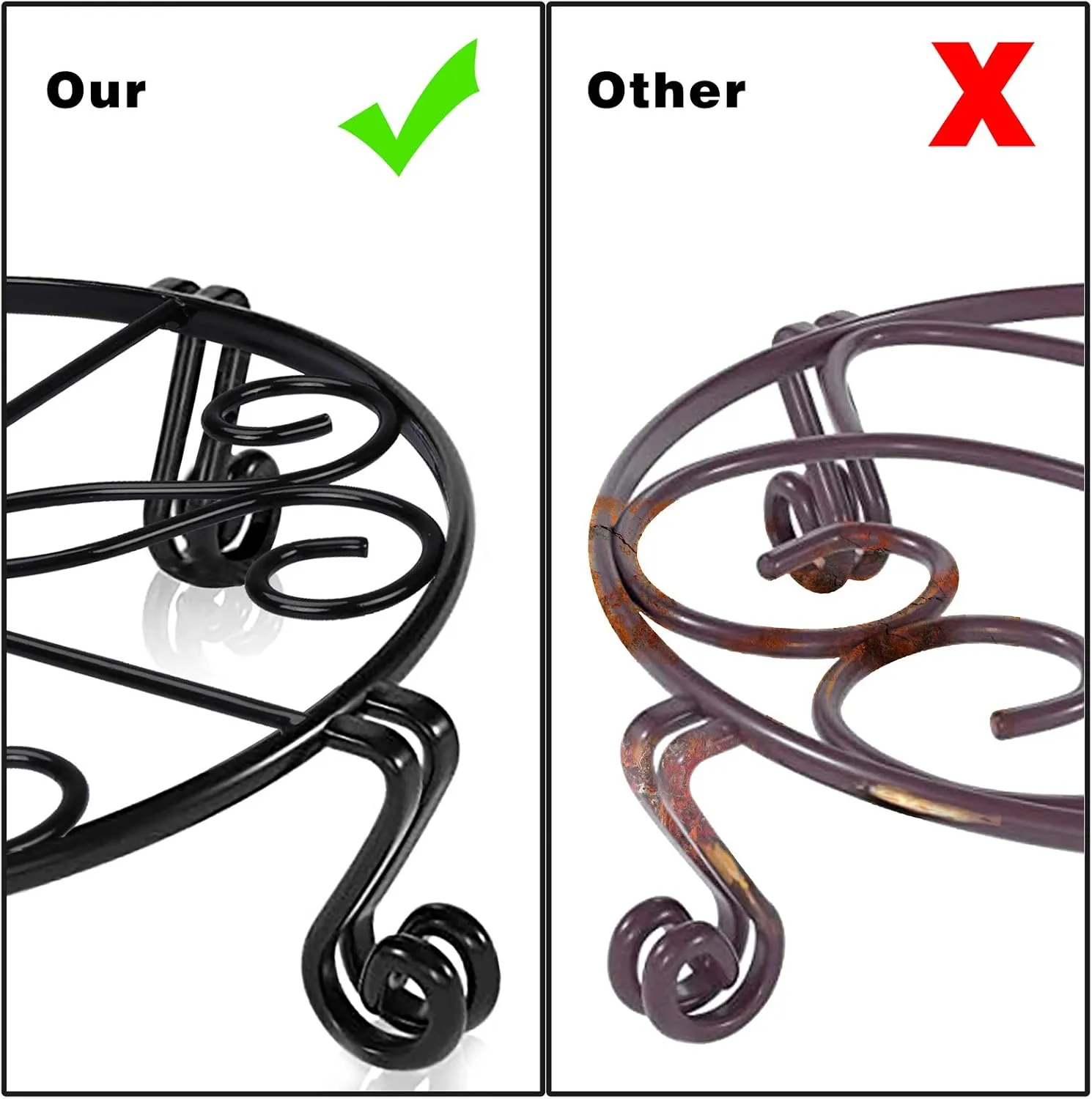 Black Plant Stand for Flower Pot Heavy Duty Potted Holder Indoor Outdoor Metal Rustproof Iron Garden Container Round Supports Rack for Planter Bronze, Pumpkin Stand Outdoor