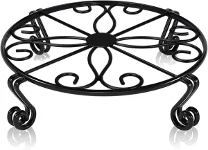 Black Plant Stand for Flower Pot Heavy Duty Potted Holder Indoor Outdoor Metal Rustproof Iron Garden Container Round Supports Rack for Planter Bronze, Pumpkin Stand Outdoor