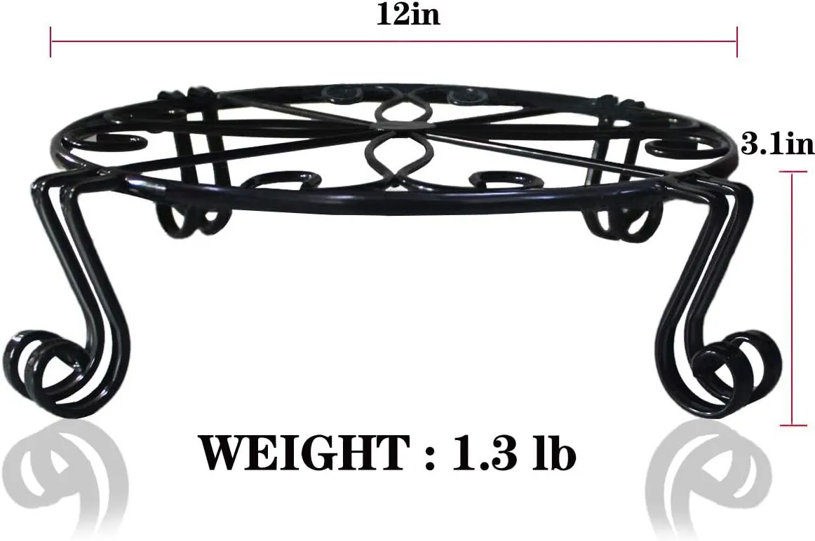 Black Plant Stand for Flower Pot Heavy Duty Potted Holder Indoor Outdoor Metal Rustproof Iron Garden Container Round Supports Rack for Planter Bronze, Pumpkin Stand Outdoor