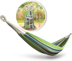 Bliss Hammocks BH-400-CC 40" Wide Hammock w/Hand-Woven Rope Loops & Hanging Hardware, Outdoor, Patio, Backyard Durable, Cotton and Polyester Blend, 220 Lbs Capacity, Country Club