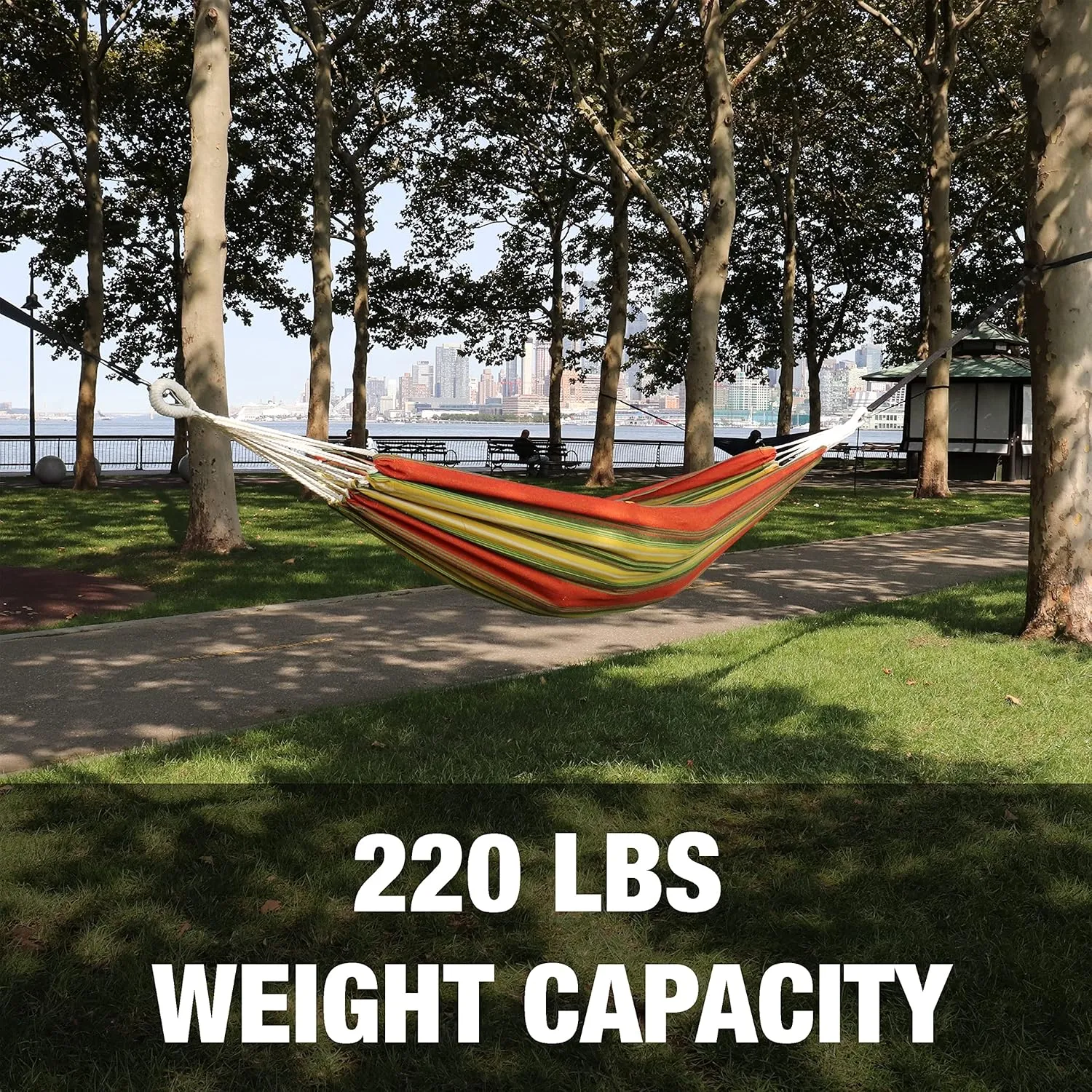 Bliss Hammocks BH-400-MT 40" Wide Hammock w/Hand-Woven Rope Loops & Hanging Hardware, Outdoor, Patio, Backyard Durable, Cotton and Polyester Blend, 220 Lbs Capacity, Mai Tai