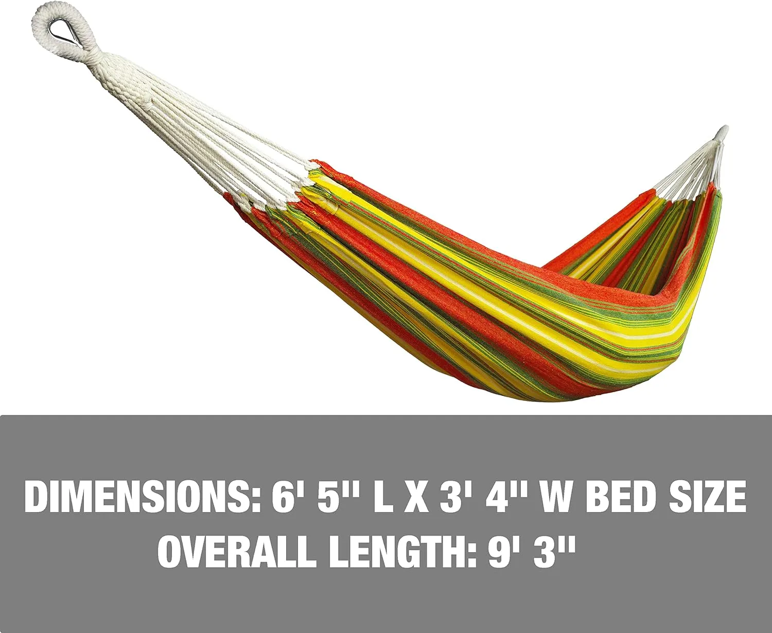 Bliss Hammocks BH-400-MT 40" Wide Hammock w/Hand-Woven Rope Loops & Hanging Hardware, Outdoor, Patio, Backyard Durable, Cotton and Polyester Blend, 220 Lbs Capacity, Mai Tai