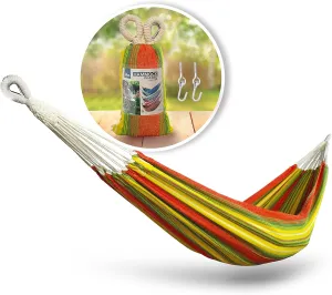Bliss Hammocks BH-400-MT 40" Wide Hammock w/Hand-Woven Rope Loops & Hanging Hardware, Outdoor, Patio, Backyard Durable, Cotton and Polyester Blend, 220 Lbs Capacity, Mai Tai