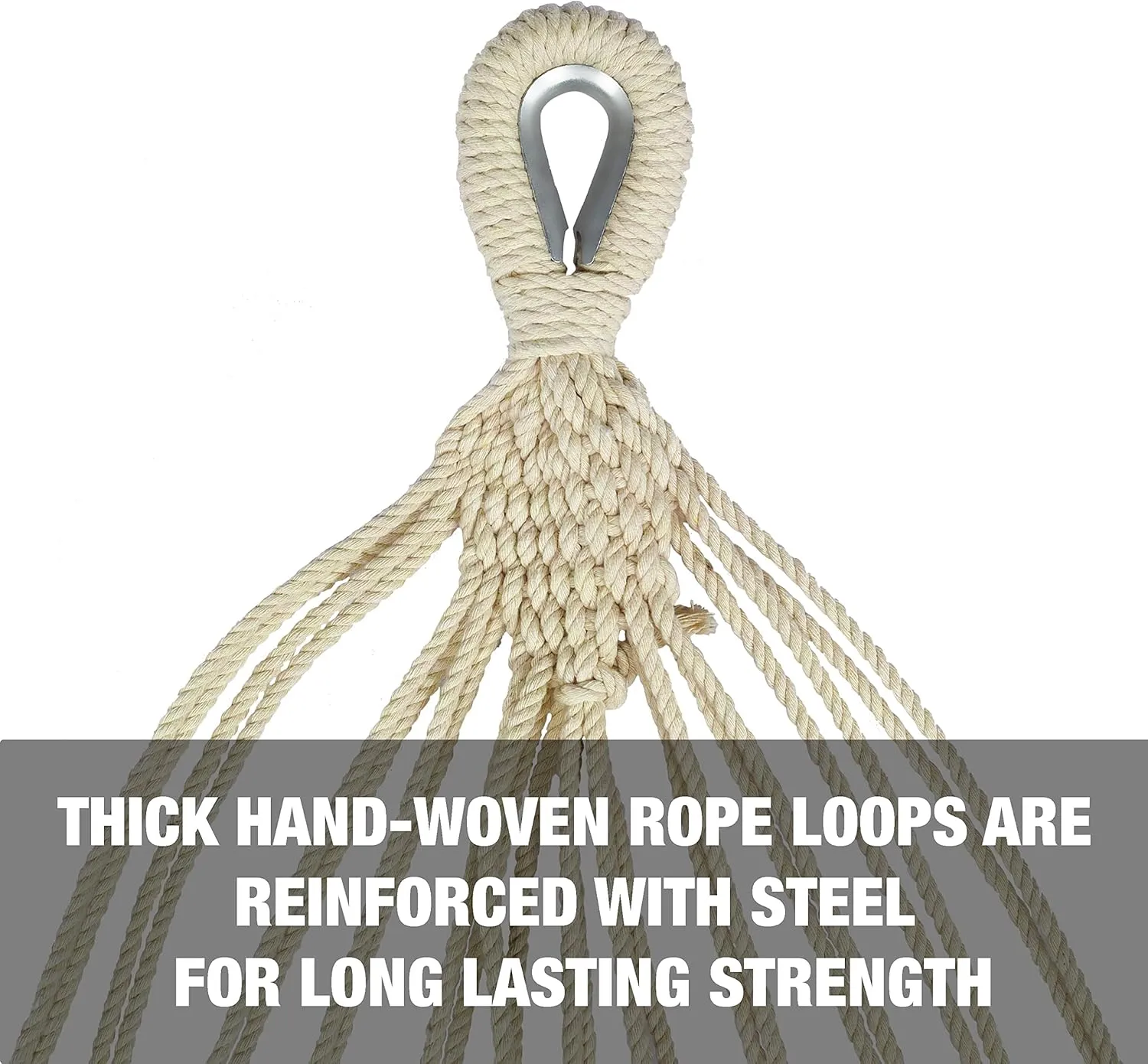 Bliss Hammocks BH-400-MT 40" Wide Hammock w/Hand-Woven Rope Loops & Hanging Hardware, Outdoor, Patio, Backyard Durable, Cotton and Polyester Blend, 220 Lbs Capacity, Mai Tai