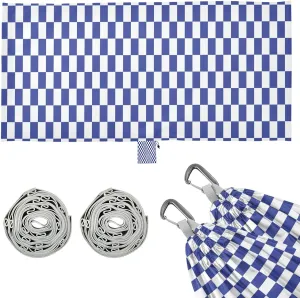 Blue White Checkered Camping Hammock Single Portable Hammocks 330 lbs Capacity with 2 Tree Straps and Attached Carry Bag,Perfect for Outdoor,Indoor,Beach,Camping,Travel