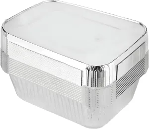 Bluesky Heavy-Duty Aluminum Pans with Foil Lids-Perfect for Catering, BBQ, Picnics, 5 lbs, Silver