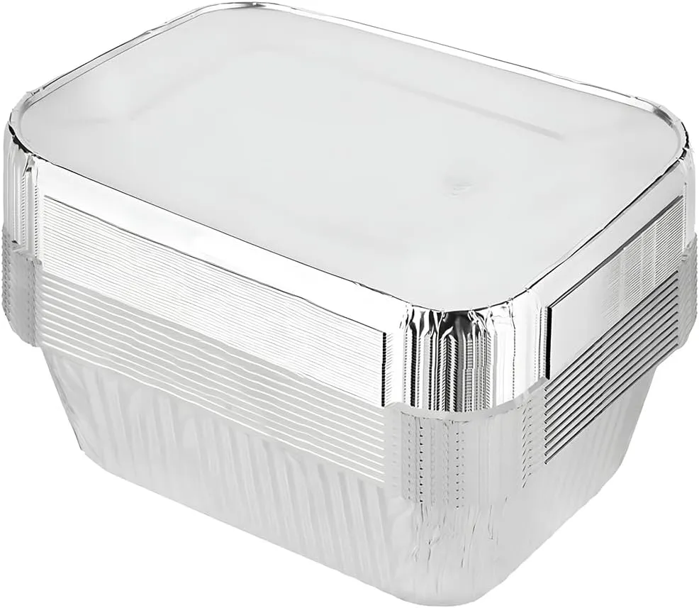 Bluesky Heavy-Duty Aluminum Pans with Foil Lids-Perfect for Catering, BBQ, Picnics, 5 lbs, Silver