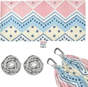 Boho Retro Blue and White Stripes Outdoor Hammocks Hanging Hammock for Camping & Hiking Essential