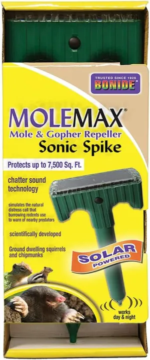 Bonide (BND61121) - Molemax Sonic Spike Repeller, Solar Powered Mole and Gopher Repellent
