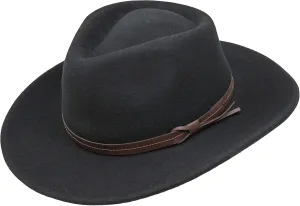 Borges & Scott Hardy - Lightweight Wide Brim Fedora - Leather Band - 100% Wool Felt - Crushable for Travel - Water Resistant
