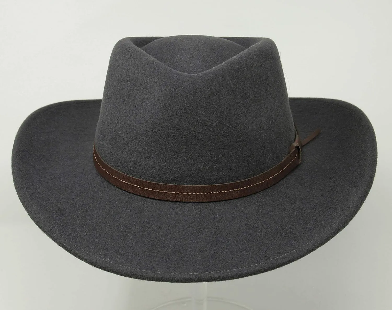 Borges & Scott Hardy - Lightweight Wide Brim Fedora - Leather Band - 100% Wool Felt - Crushable for Travel - Water Resistant