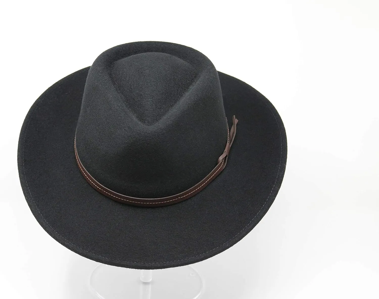 Borges & Scott Hardy - Lightweight Wide Brim Fedora - Leather Band - 100% Wool Felt - Crushable for Travel - Water Resistant