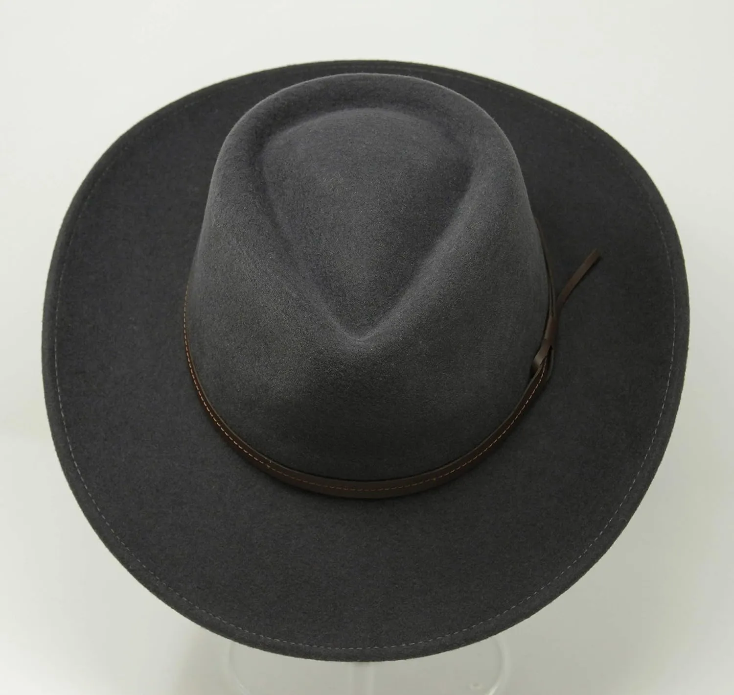 Borges & Scott Hardy - Lightweight Wide Brim Fedora - Leather Band - 100% Wool Felt - Crushable for Travel - Water Resistant