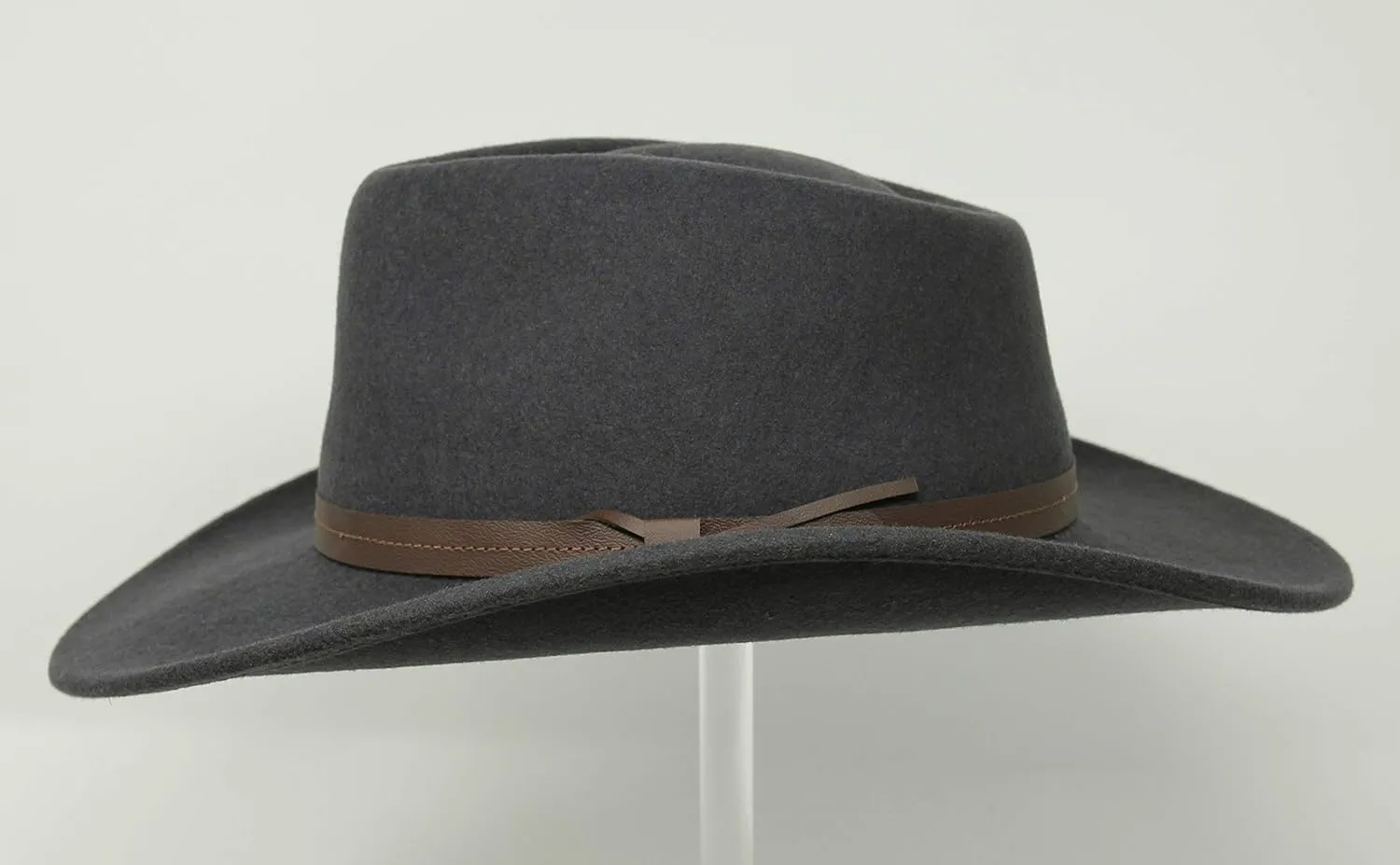 Borges & Scott Hardy - Lightweight Wide Brim Fedora - Leather Band - 100% Wool Felt - Crushable for Travel - Water Resistant