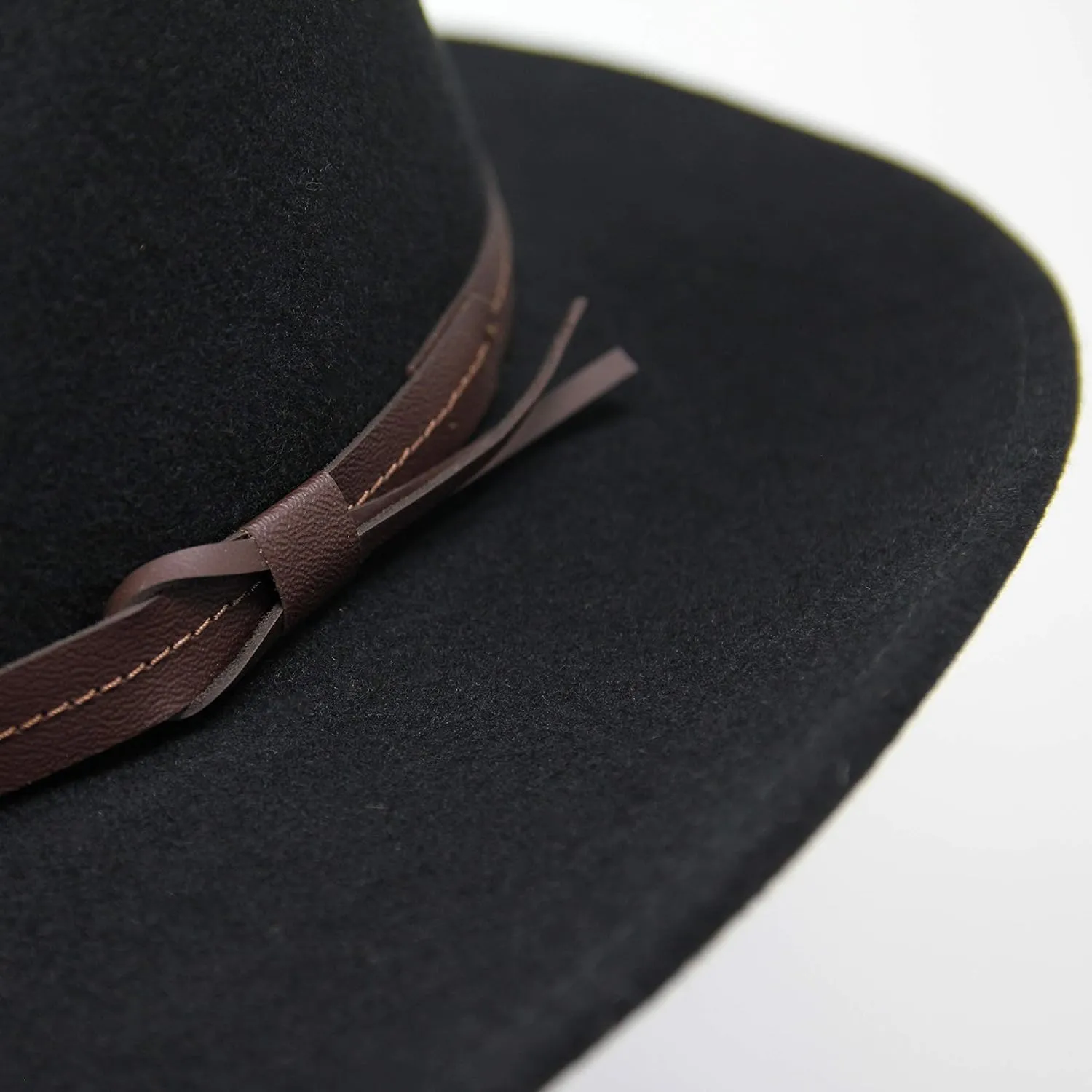 Borges & Scott Hardy - Lightweight Wide Brim Fedora - Leather Band - 100% Wool Felt - Crushable for Travel - Water Resistant