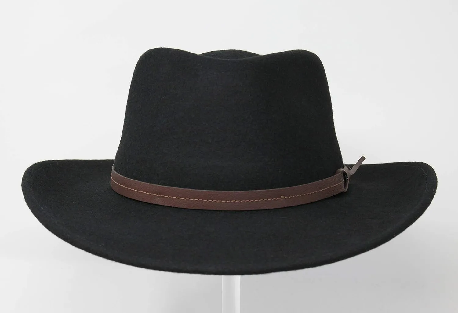 Borges & Scott Hardy - Lightweight Wide Brim Fedora - Leather Band - 100% Wool Felt - Crushable for Travel - Water Resistant