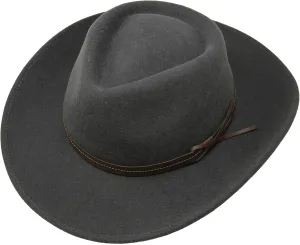 Borges & Scott Hardy - Lightweight Wide Brim Fedora - Leather Band - 100% Wool Felt - Crushable for Travel - Water Resistant
