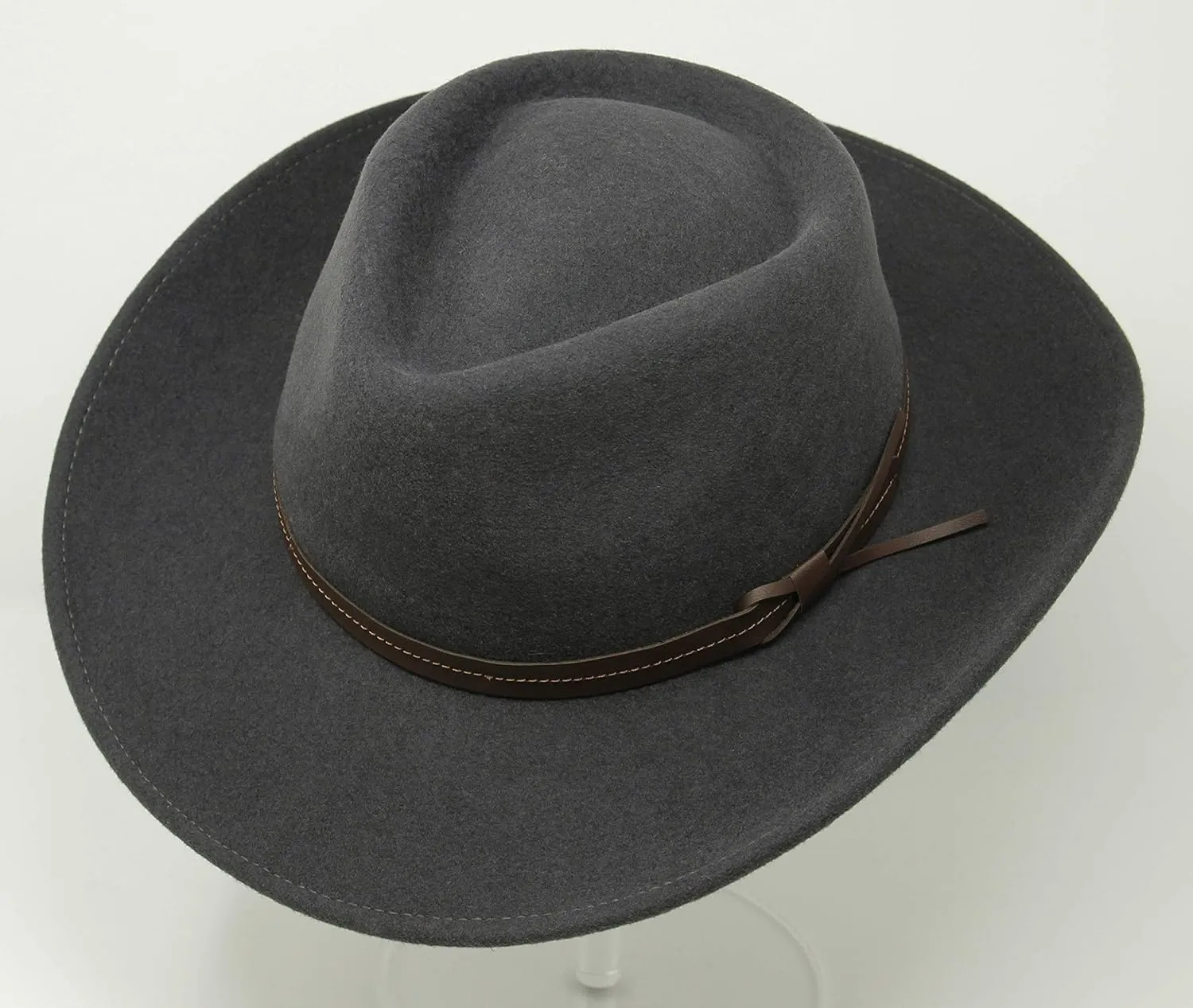 Borges & Scott Hardy - Lightweight Wide Brim Fedora - Leather Band - 100% Wool Felt - Crushable for Travel - Water Resistant