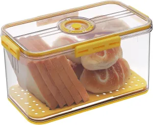 Bread Box Airtight Bread Boxes for Kitchen Counter, Time Recording Bread Storage Container with Lid, Bread Holder for Homemade Bread, Toast, Bagel, Donut and Cookies, Yellow