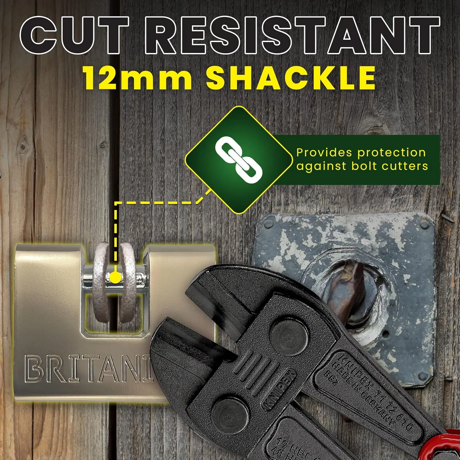 Britanium® BRP/74 [Armoured] Shipping Container Padlock - [Anti Drill Cylinder] - Heavy Duty Lock for Storage Unit, Motorbike, Shed & Garage Silver