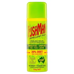 Bushman Plus (BP150A) Aerosol Insect Repellent   Sunscreen 150g 20% DEET