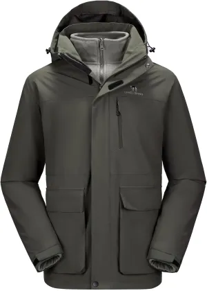 CAMEL CROWN Men's Ski Jacket 3 in 1 Waterproof Winter Jacket Snow Jacket Windproof Hooded with Inner Warm Fleece Coat