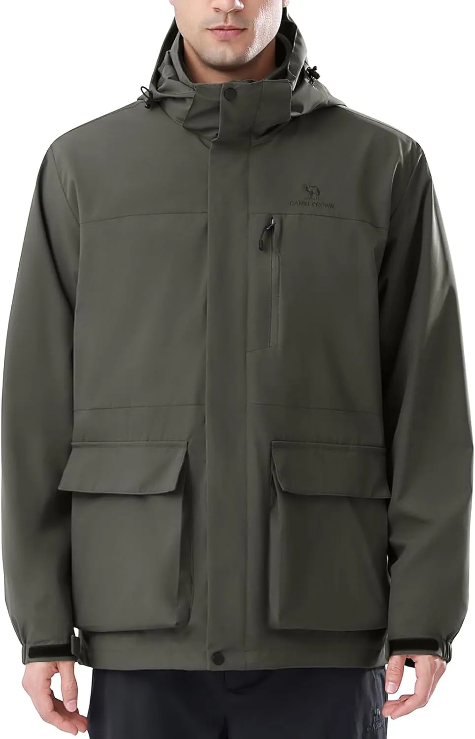 CAMEL CROWN Men's Ski Jacket 3 in 1 Waterproof Winter Jacket Snow Jacket Windproof Hooded with Inner Warm Fleece Coat