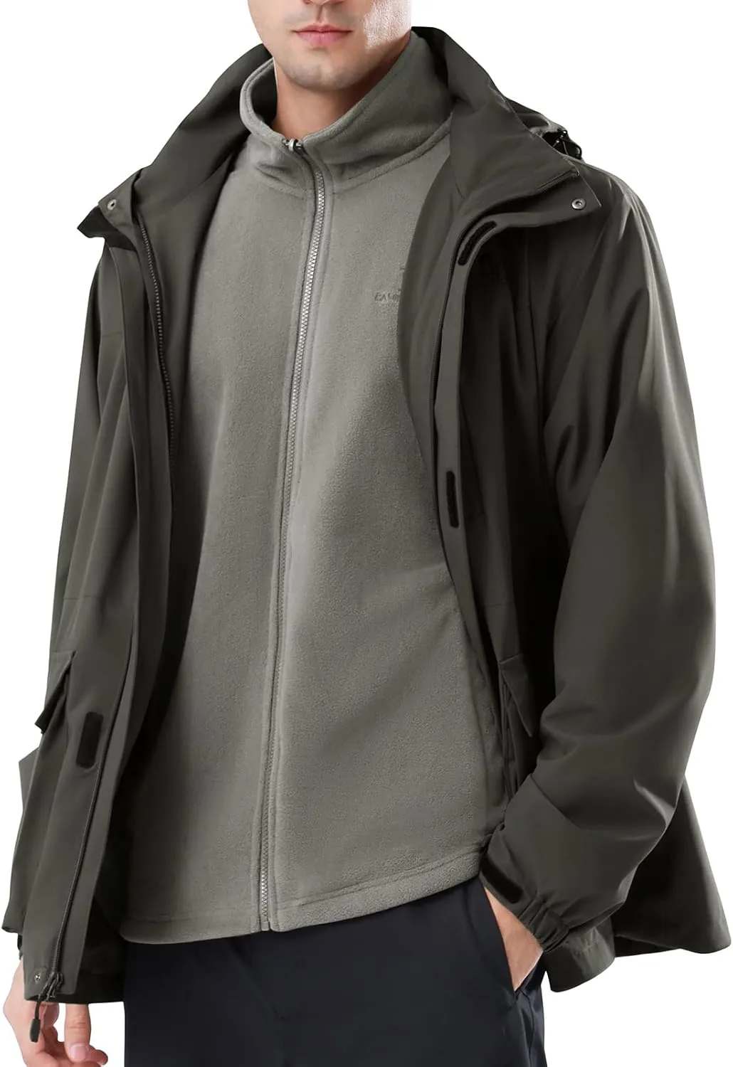 CAMEL CROWN Men's Ski Jacket 3 in 1 Waterproof Winter Jacket Snow Jacket Windproof Hooded with Inner Warm Fleece Coat