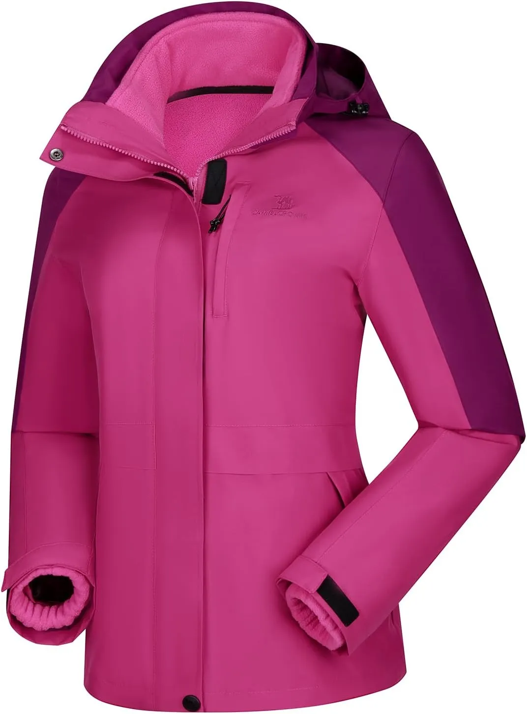 CAMEL CROWN Women Ski Jacket Waterproof 3 in 1 Winter Snow Mountain Coat Warm Fleece Windbreaker Hooded Snowboarding Jackets