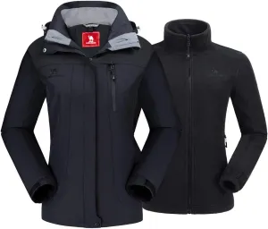 CAMEL CROWN Women's Ski Jacket Waterproof 3 in 1 Winter Jacket Windproof Warm Fleece Hooded Snowboard Mountain Snow Coat