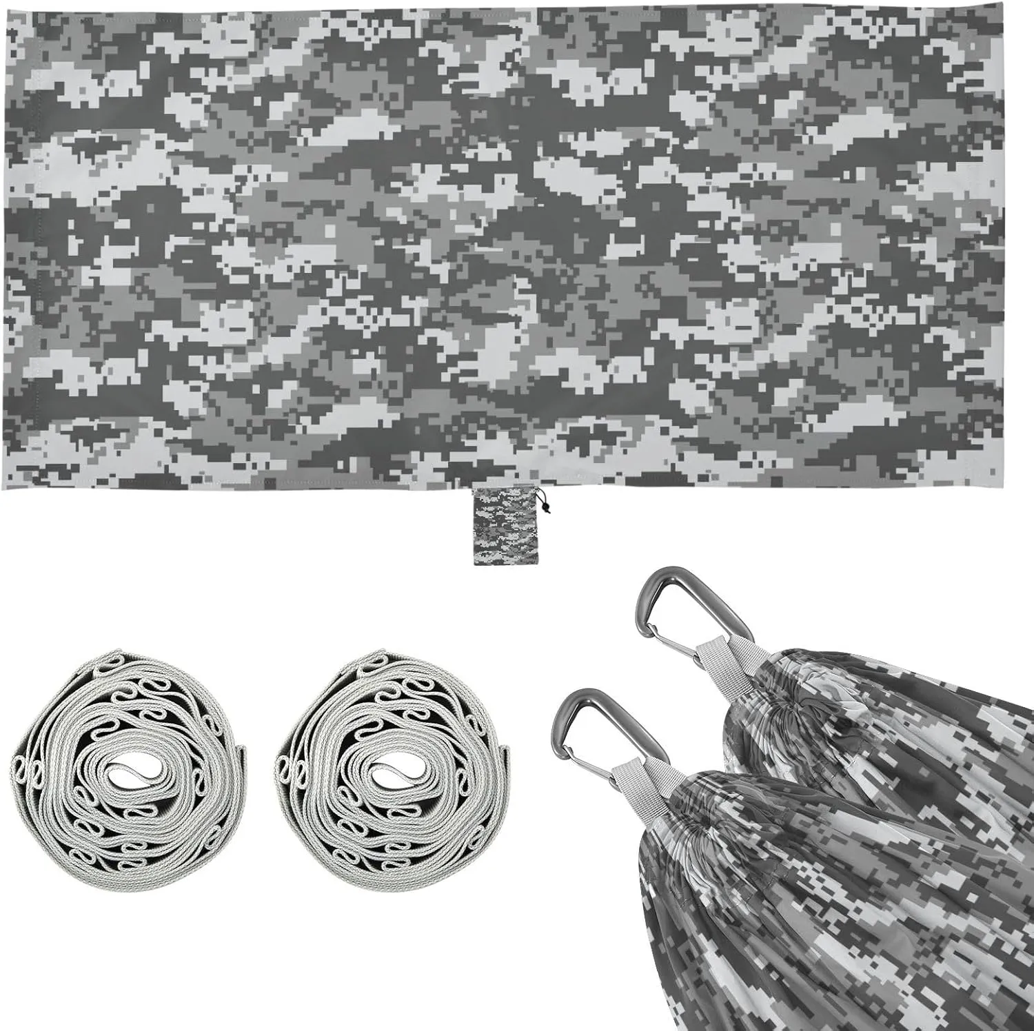 Camouflage Fashion Grey Camping Hammock Single Portable Hammocks 330 lbs Capacity with 2 Tree Straps and Attached Carry Bag,Perfect for Outdoor,Indoor,Beach,Camping,Travel