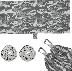 Camouflage Fashion Grey Camping Hammock Single Portable Hammocks 330 lbs Capacity with 2 Tree Straps and Attached Carry Bag,Perfect for Outdoor,Indoor,Beach,Camping,Travel