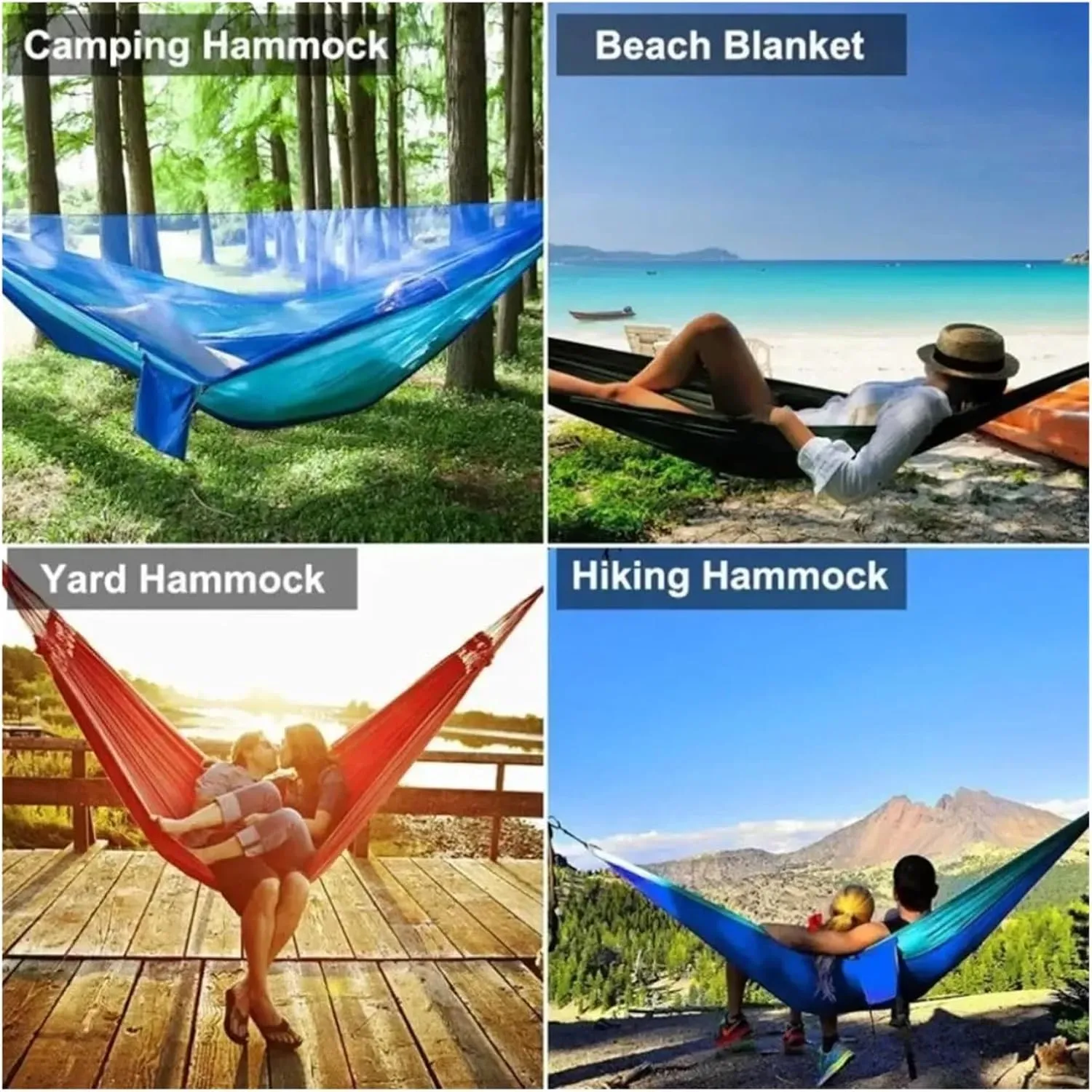 Camping Hammock and Portable Travel Outdoor Hanging Sleeping Hammock with Mosquito Net Single and Double Size Nylon Fabric for Terrace, Outdoor(Green)