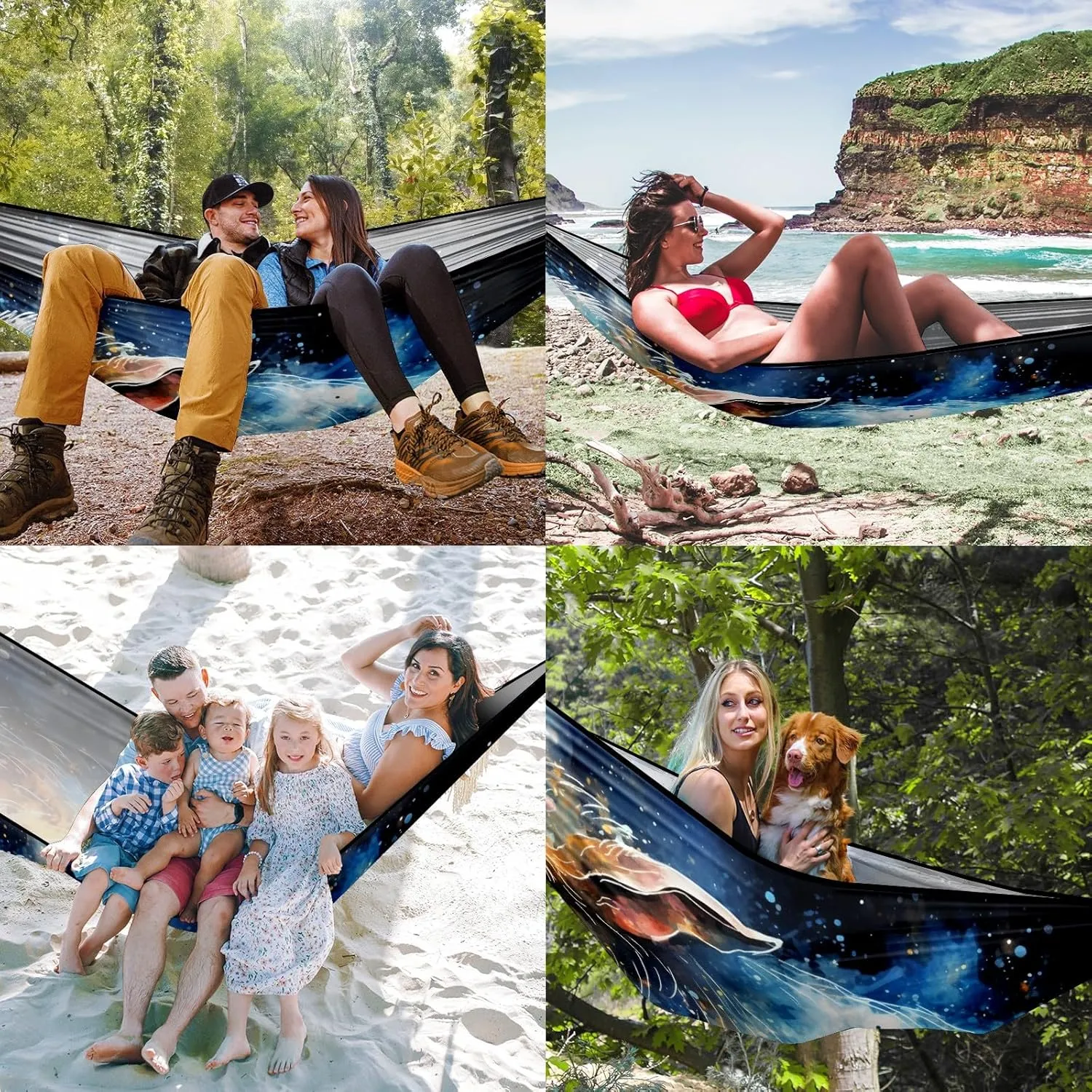 Camping Hammock Double & Single Portable Hammocks with 2 Tree Straps, Great for Hiking,Backpacking,Hunting,Outdoor,Beach,Camping, Pig (25)