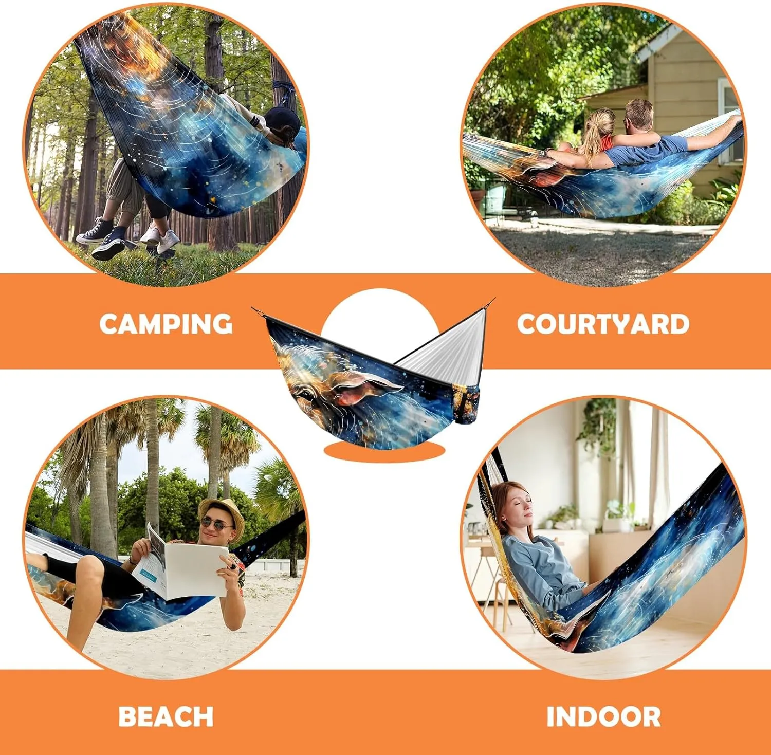 Camping Hammock Double & Single Portable Hammocks with 2 Tree Straps, Great for Hiking,Backpacking,Hunting,Outdoor,Beach,Camping, Pig (25)