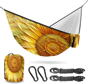 Camping Hammock Double & Single Portable Hammocks with 2 Tree Straps, Great for Hiking,Backpacking,Hunting,Outdoor,Beach,Camping, Sunflower (49)