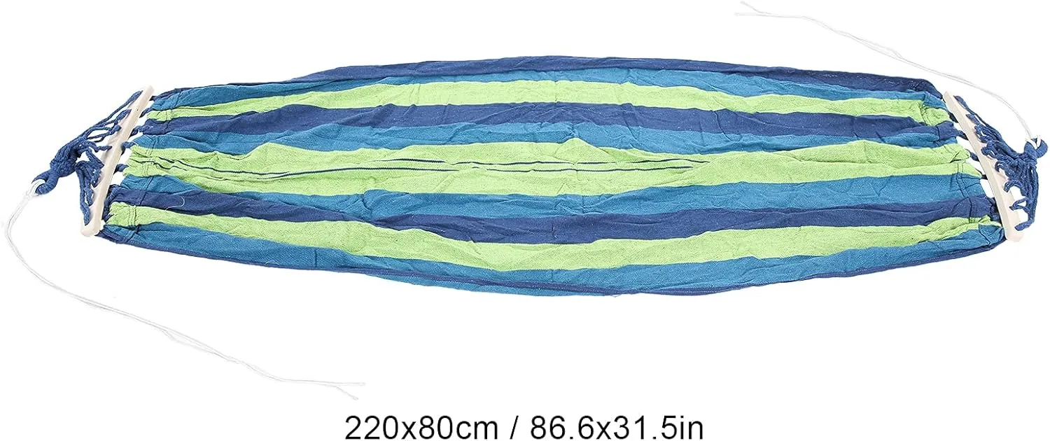 Camping Hammock, Lightweight Canvas Camping Hammock, Portable Outdoor Travel Hammock, Adult Camping Hammock with Hardwood Poles, Suitable for Traveling, Hiking (Blue)